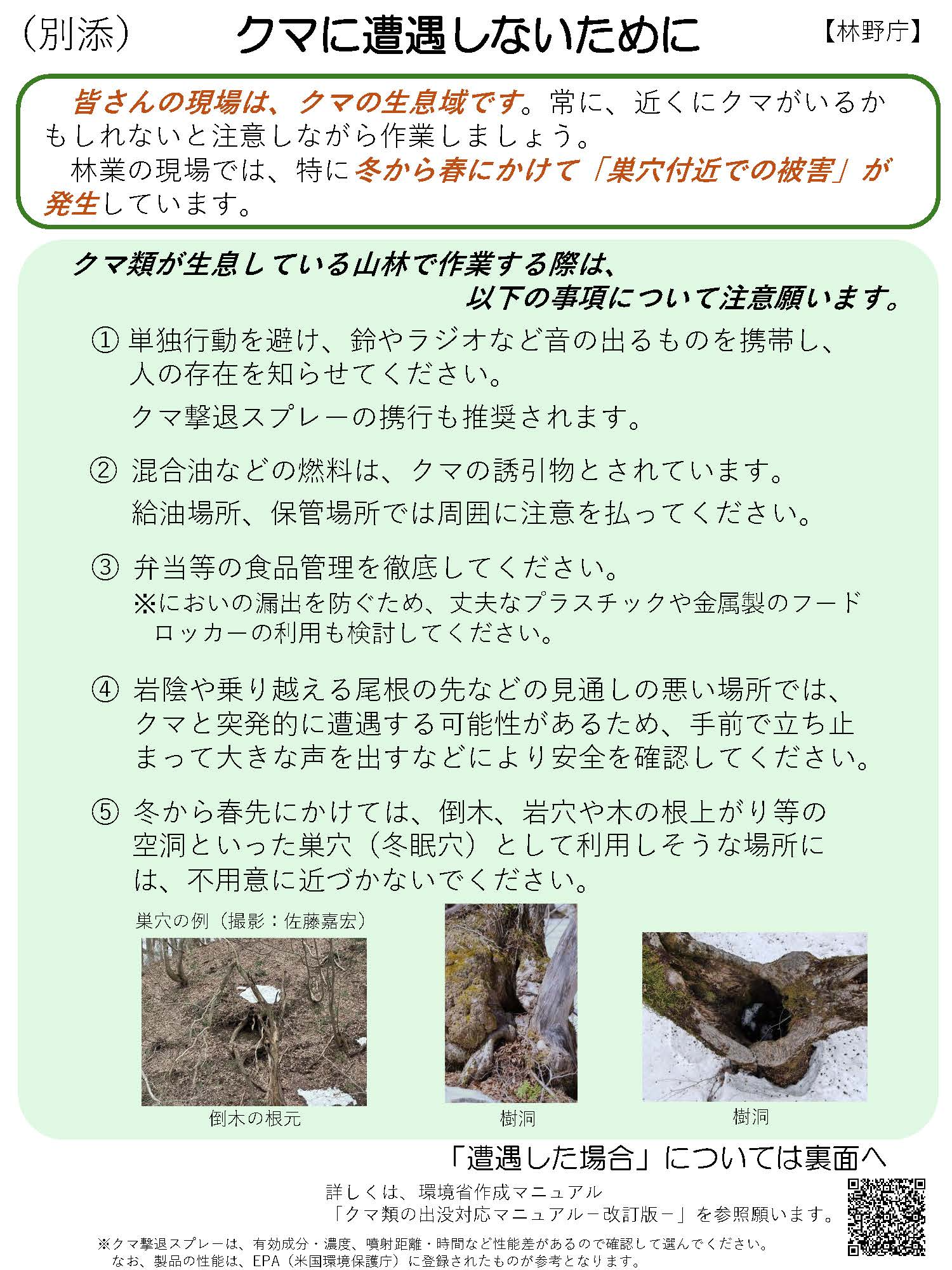 クマに遭遇しないために