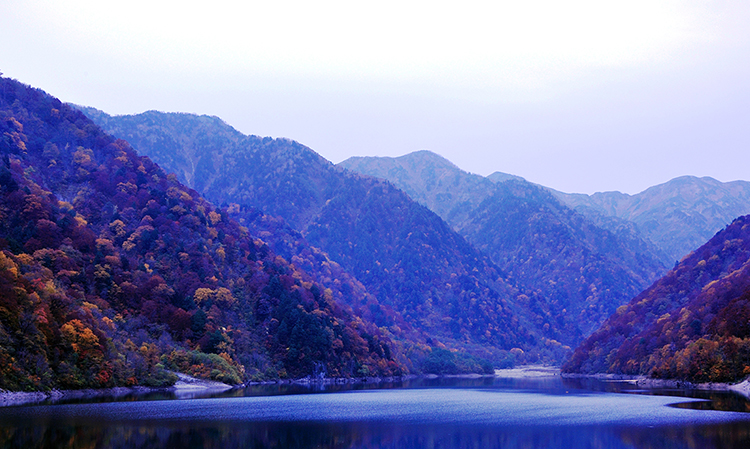 紅葉の白水湖