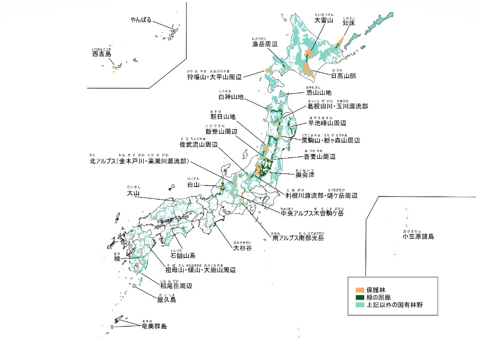 保護林回廊位置図