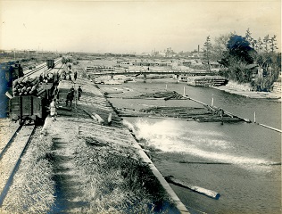 帝室林野局名古屋白鳥貯木場（大正13年頃）