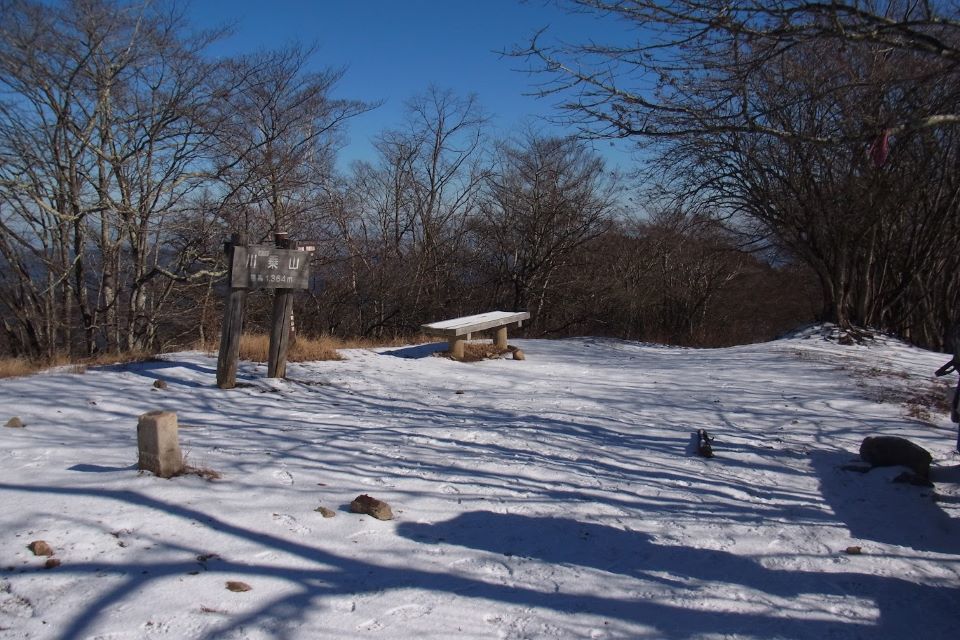 雪が積もった川乗山山頂