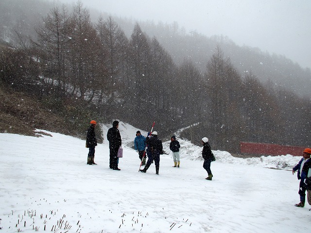 130419スキー場は雪降り
