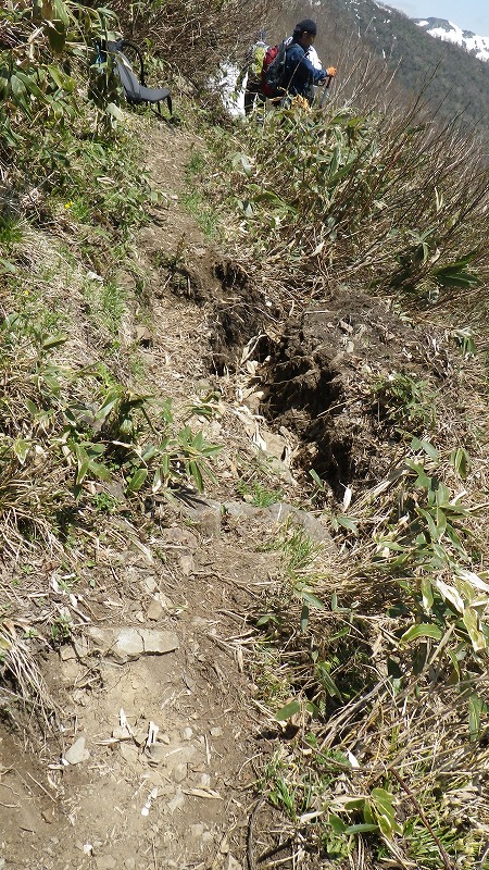 130517部分的に崩落した登山道