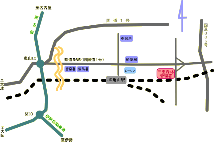 三重森林管理署の位置図