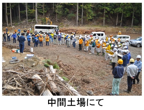 中間土場にて現地説明