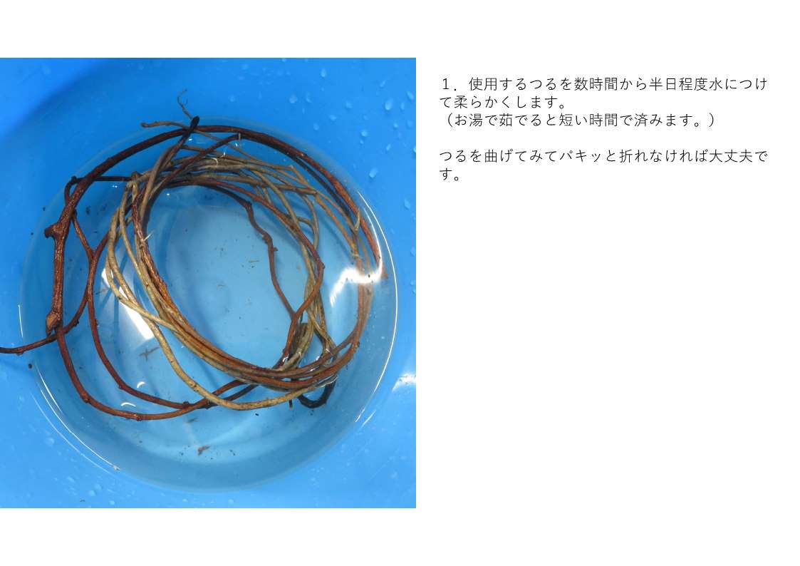 つるを水につける画像