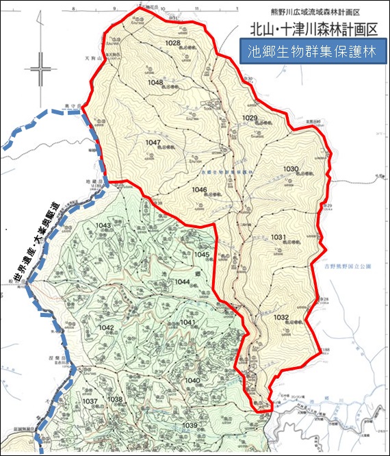 池郷生物群集保護林位置図