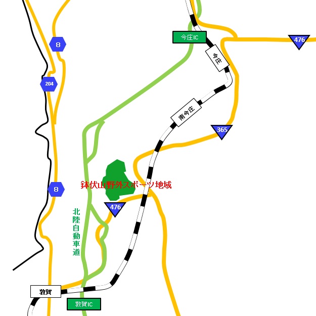鉢伏山野外スポーツ地域位置図