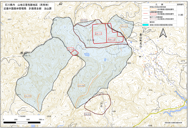 石川県民有林直轄事業　図郭位置図（I20）