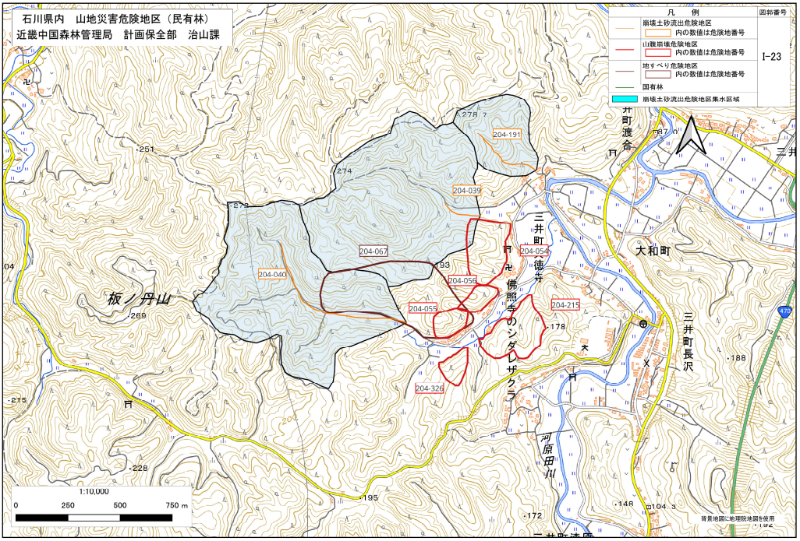 石川県民有林直轄事業　図郭位置図（I-23）