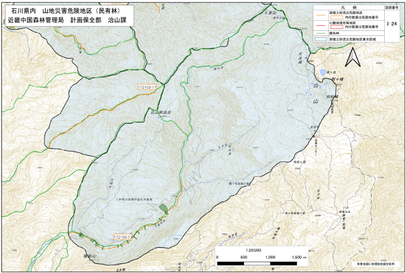 石川県民有林直轄事業　図郭位置図（I-24）