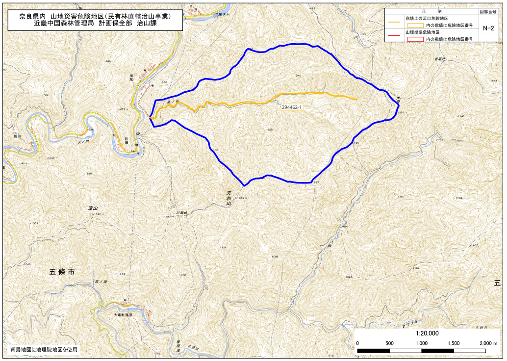 奈良県民有林直轄事業 図郭位置図（N-2）