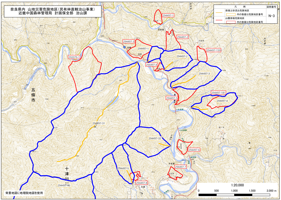 奈良県民有林直轄事業 図郭位置図（N-3）