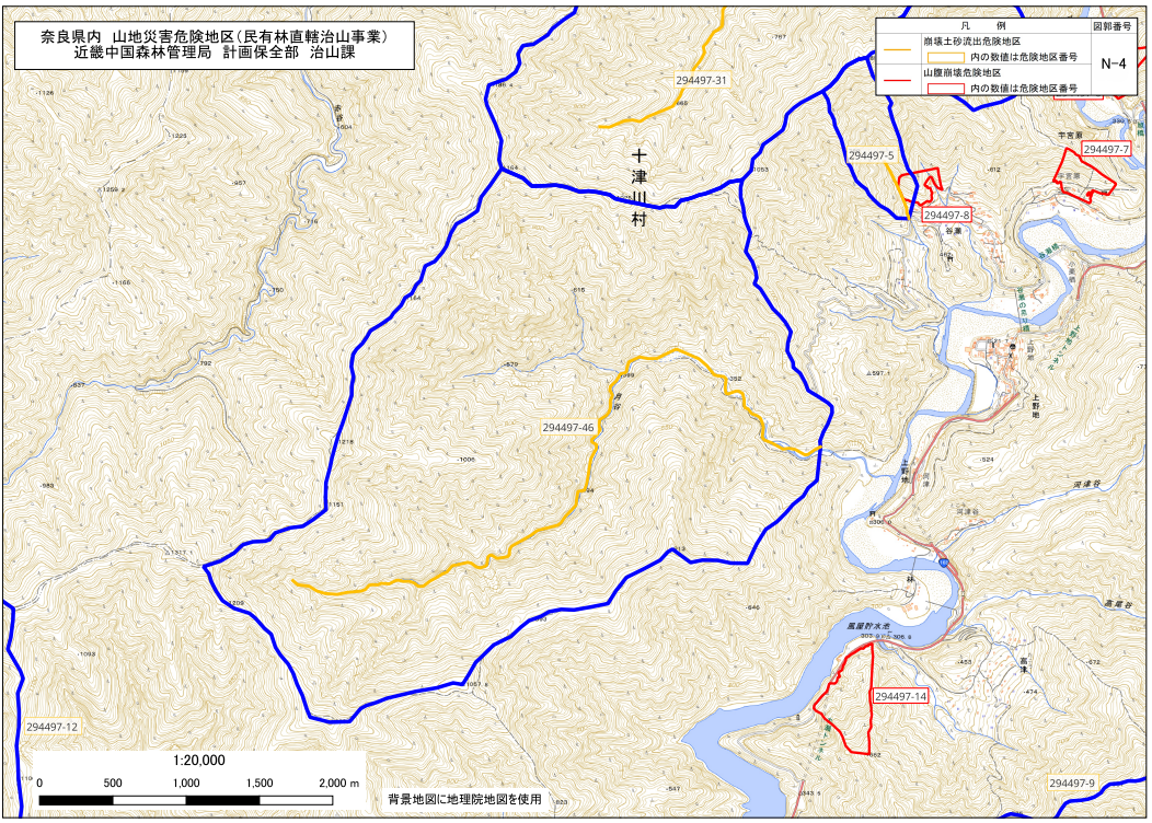 奈良県民有林直轄事業 図郭位置図（N-4）