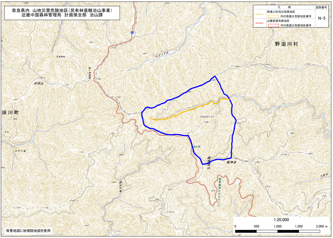 奈良県民有林直轄事業 図郭位置図（N-5）
