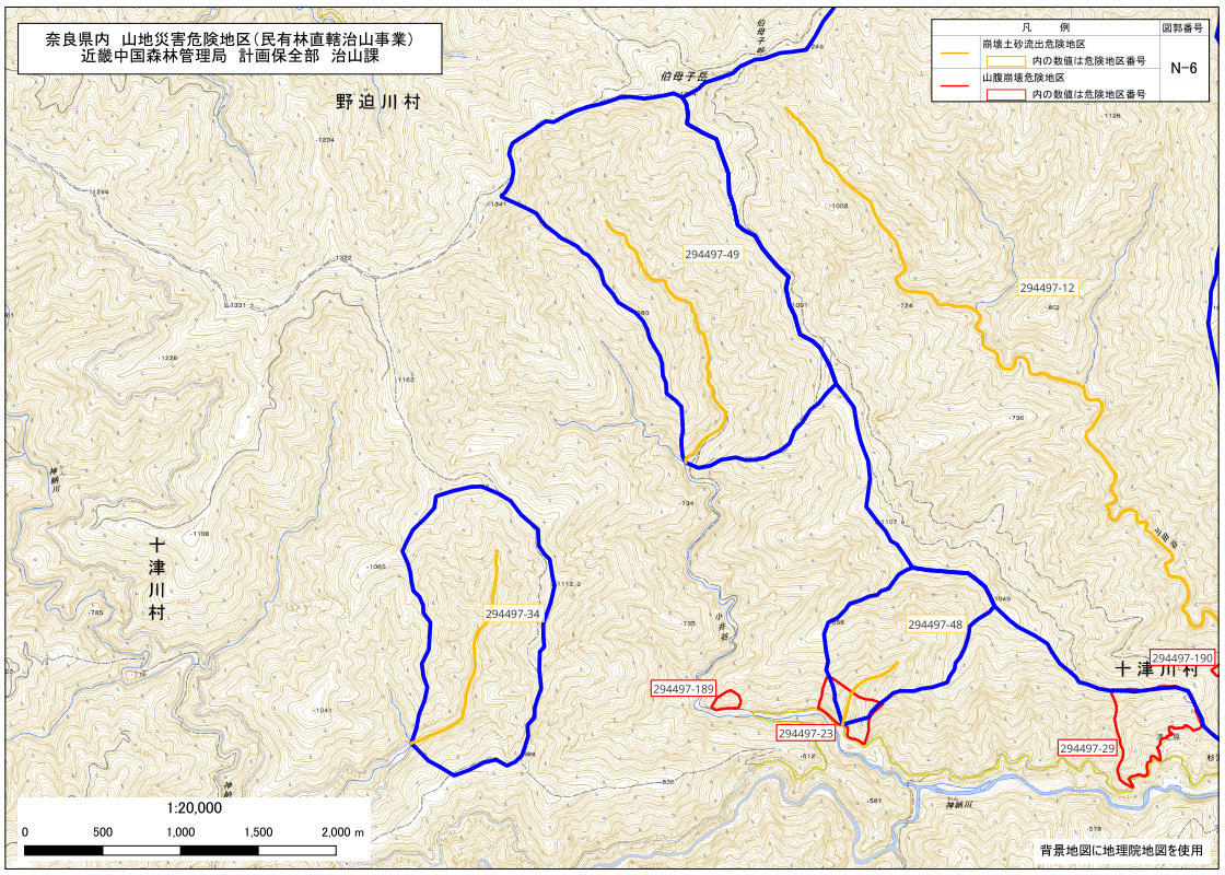 奈良県民有林直轄事業 図郭位置図（N-6）