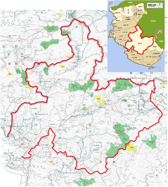 田辺市美しい森林づくり推進協定位置図