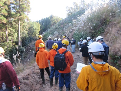 現地検討会の様子（一貫作業システム箇所の視察）