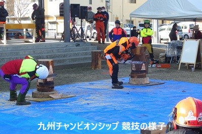 九州伐木チャンピオンシップ競技の様子