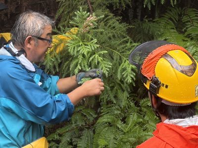 サンプリング箇所を説明する渡辺教授