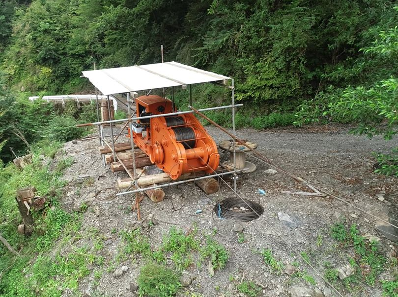 架線集材による素材生産（高知県香美市猪野々山国有林）
