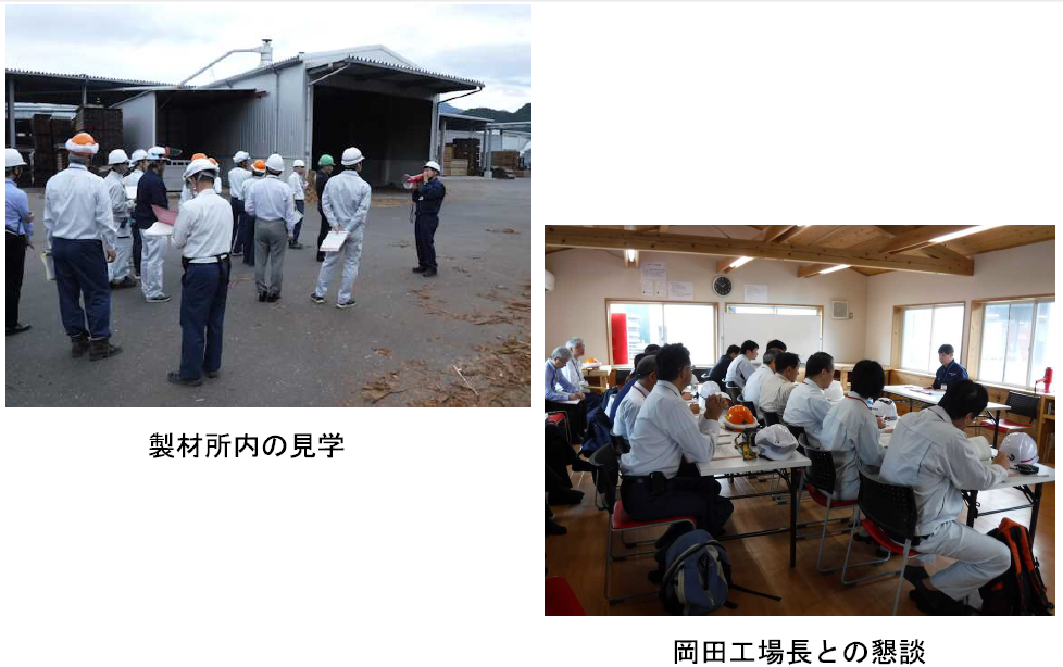 製材所内の見学と工場長との懇談