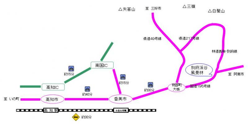 別府渓谷へのアクセス