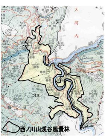 西ノ川渓谷周辺地図