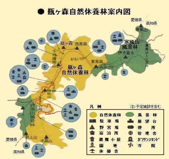 瓶ケ森自然休養林案内図