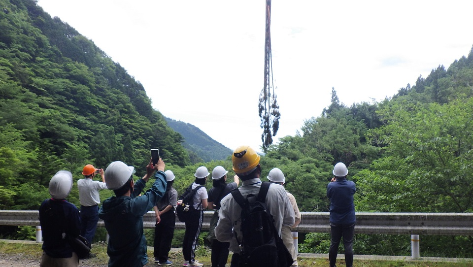 架線集材の見学