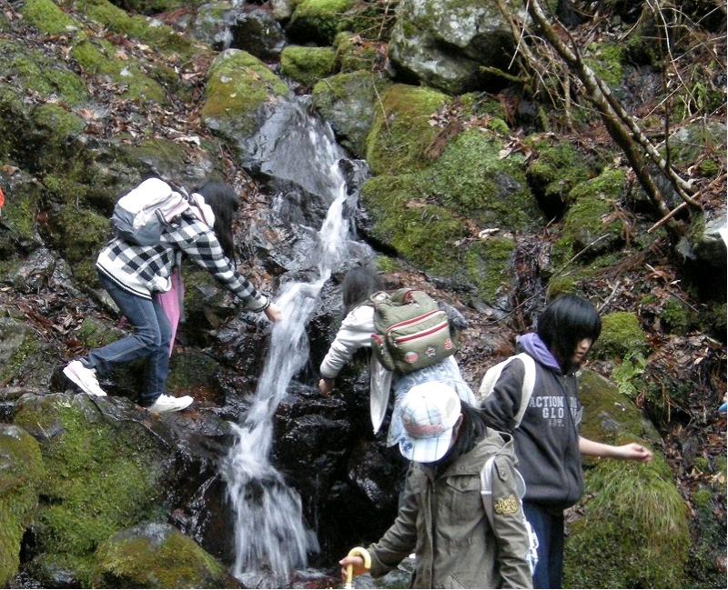 源流の水に触れます