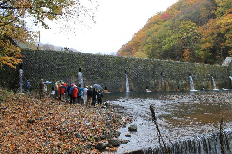 御山川第一堰堤にて
