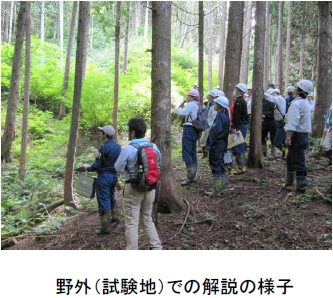 野外（試験地）での解説の様子