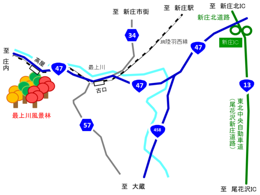最上川風景林マップ