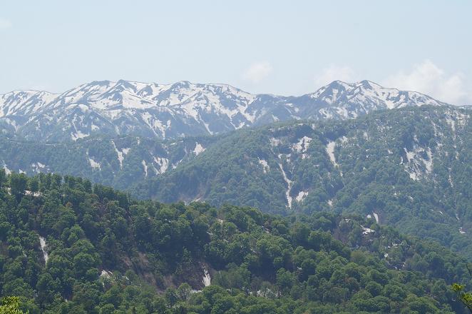 津軽峠からの白神山地（春）